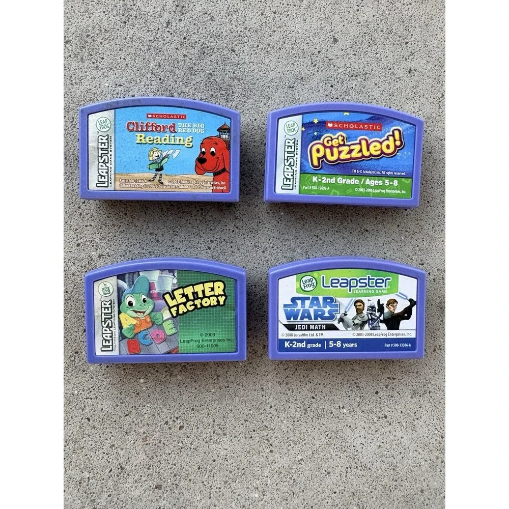 LeapFrog Leapster Cartridges Lot of 4 -Star Wars, Clifford, Letter Factory
